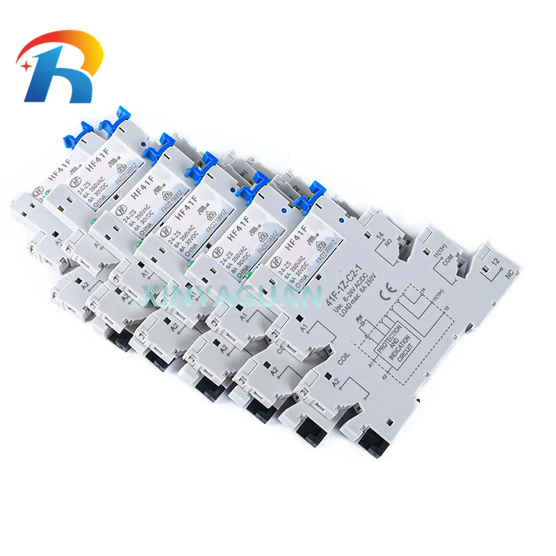 LED     , 41F-1Z-C2-1 + HF41F 24-ZS 12-Z 5-ZS 5V 12V 24V ZST 6A 250V 1CO  SSR , 1 
