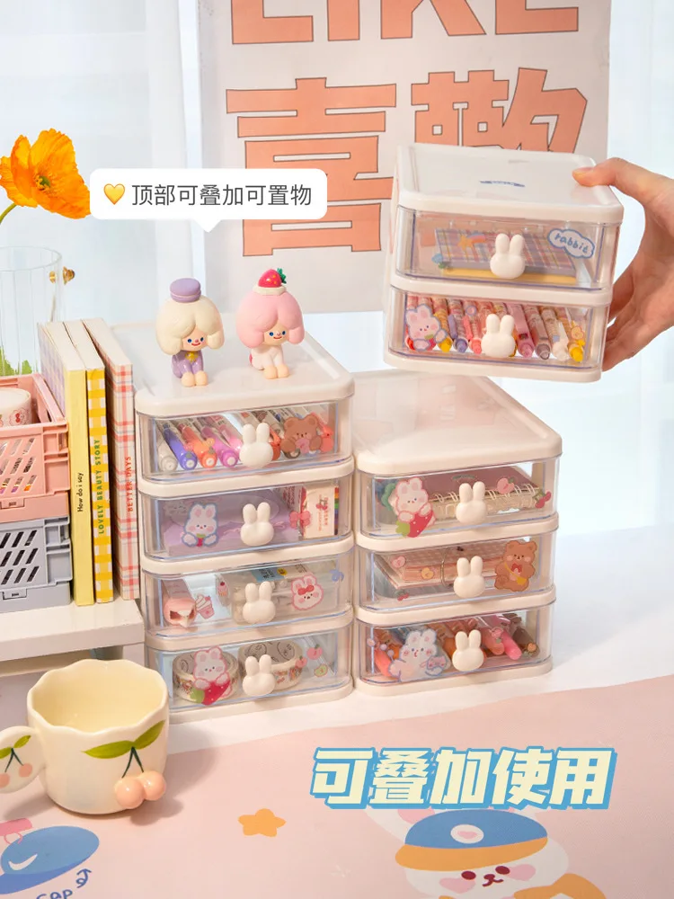 Desktop Storage Stationery  Box Student Ins Drawer Office Tape Pen Cabinet Cosmetic Hair Accessories Sundries Organizer 3