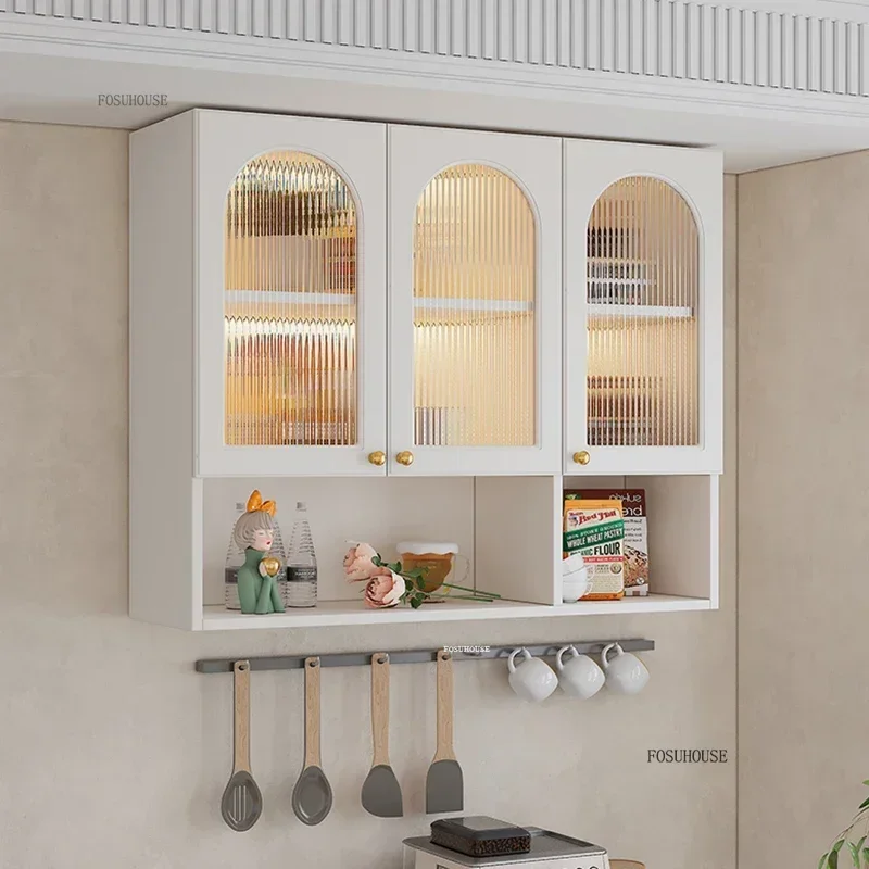 Nordic Multi-functional Kitchen Cabinets Home Kitchen Storage Cabinets Cream Style Living Room Restaurant Wall-mounted Cabinets 2