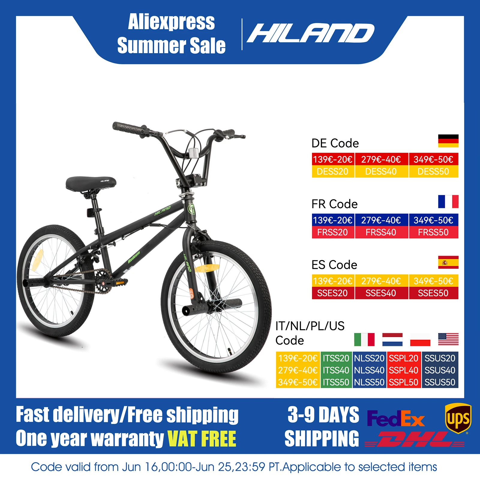 Hiland Vélo BMX pour enfants Freestyle de 20 pouces, niveau débutant vers les coureurs avancés avec gyroscope à 360 degrés et 4 chevilles, vélos pour enfants 1 Hiland Vélo BMX pour enfants Freestyle de 20 pouces, niveau débutant vers les coureurs avancés avec gyroscope à 360 degrés et 4 chevilles, vélos pour enfants 1