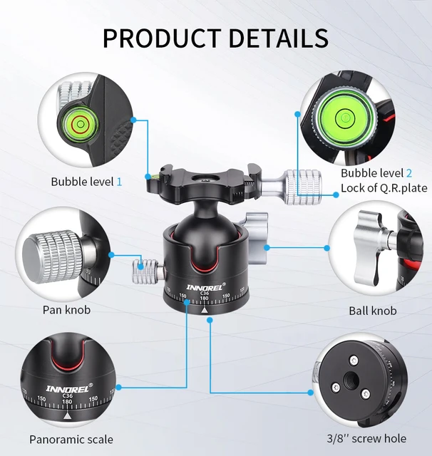 Testa A Sfera INNOREL N36 Per Treppiedi - Carico 20kg, Con Piastre Sgancio Rapido - Foto 2
