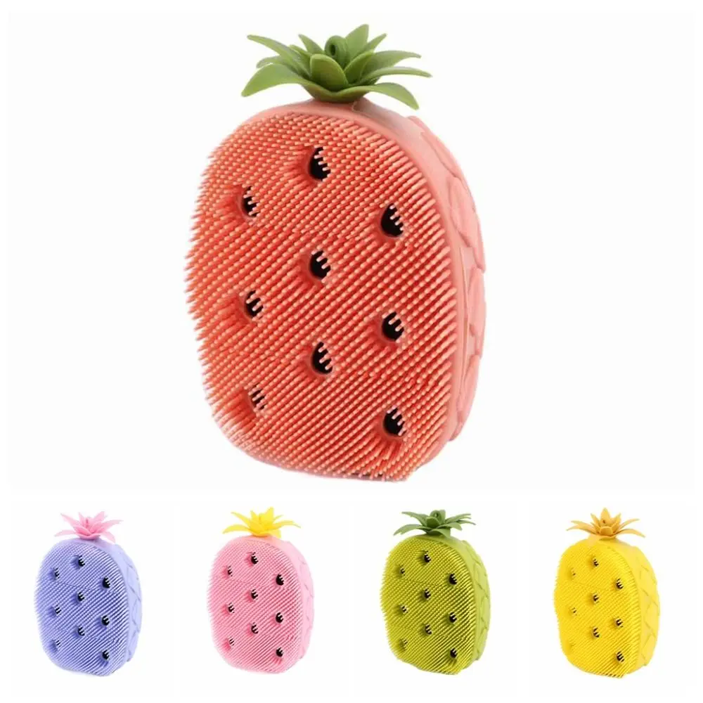Candy Color Fruit Shape Shower Brush Soft Hair Exfoliation Silicone Shampoo Brush Non-Slip Bath Supplies Shower Massage Brushes