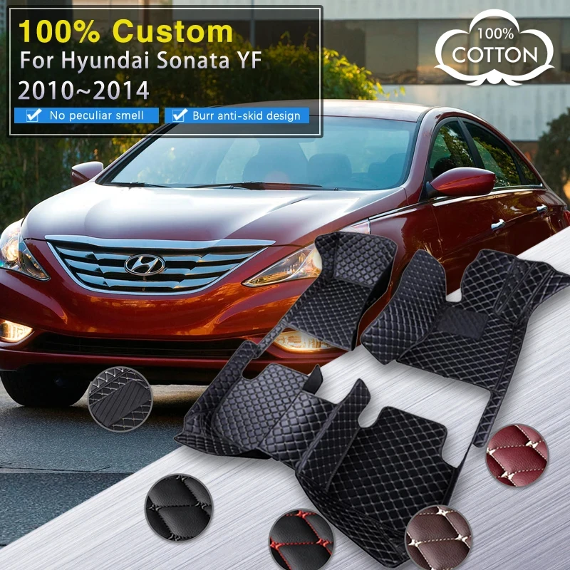 

Car Floor Mats For Hyundai Sonata i45 YF 2010~2014 Covers Rug Auto Interior Parts Luxury Mat Leather Carpet Car Accessories 2011