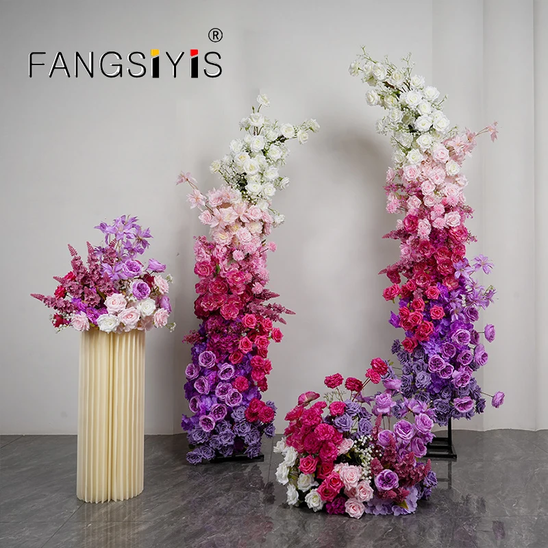 

luxurious purple Series Rose Hydrangea Wedding Backdrop Horn Arch Decor Arrangement Floral Event Flower Stand Prop Window Displa
