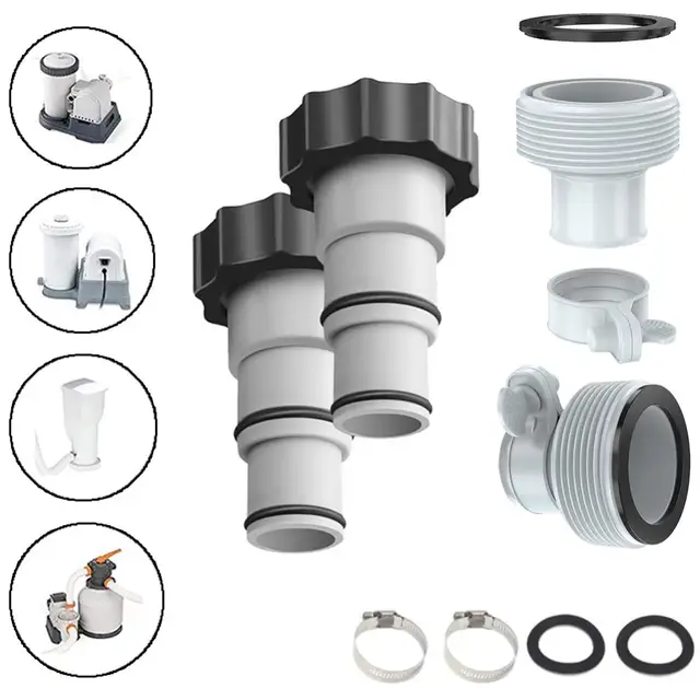 Medence Tömlő Adapter Gallér Menetes Csatlakozó Szivattyúkon Konvertálás 1,5/1,25 Hüvelykes Tömlők Frissítése Szűrő Cseréje