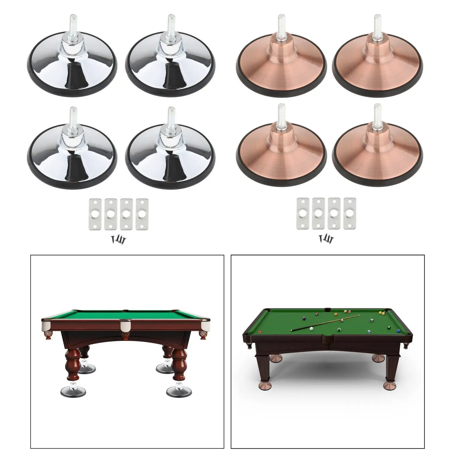 4x Billiard Pool Table Leg Levelers Hardware Stainless Steel, Game Table Leg