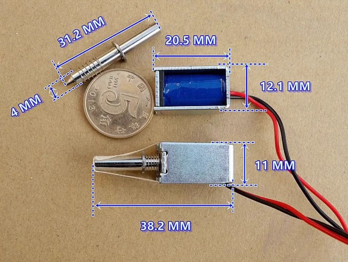 Mini électroaimant Solénoïde DC 5V-12V - Type Push-pull, 25 Ohms, Longueur 90 Mm - Pour Projets électroniques