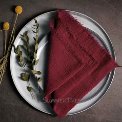 Rustic Cotton Gauze Napkins - Vintage-Style Tea Towels for Elegant Table Decoration (Burgundy)