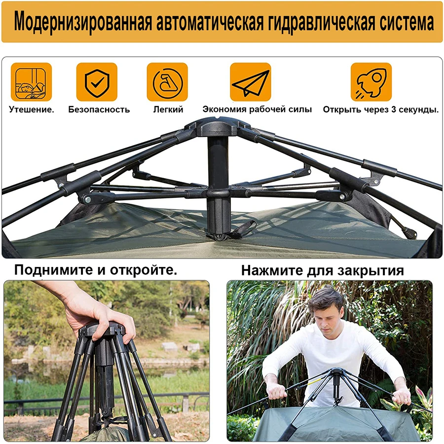 Family Camping Tent for 3 People Automatic Outdoor Easy Instant Setup Portable 2/3 Ways for Backpacking Sun Shelter Travelling Hiking