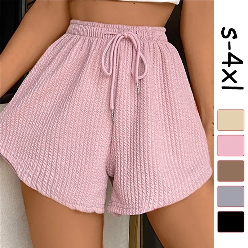 XL Women Summer Shorts High Elastic Lace Up Drawstring Wide Leg Sweat Fitness Running Loose Casual Sports Pants sports shorts