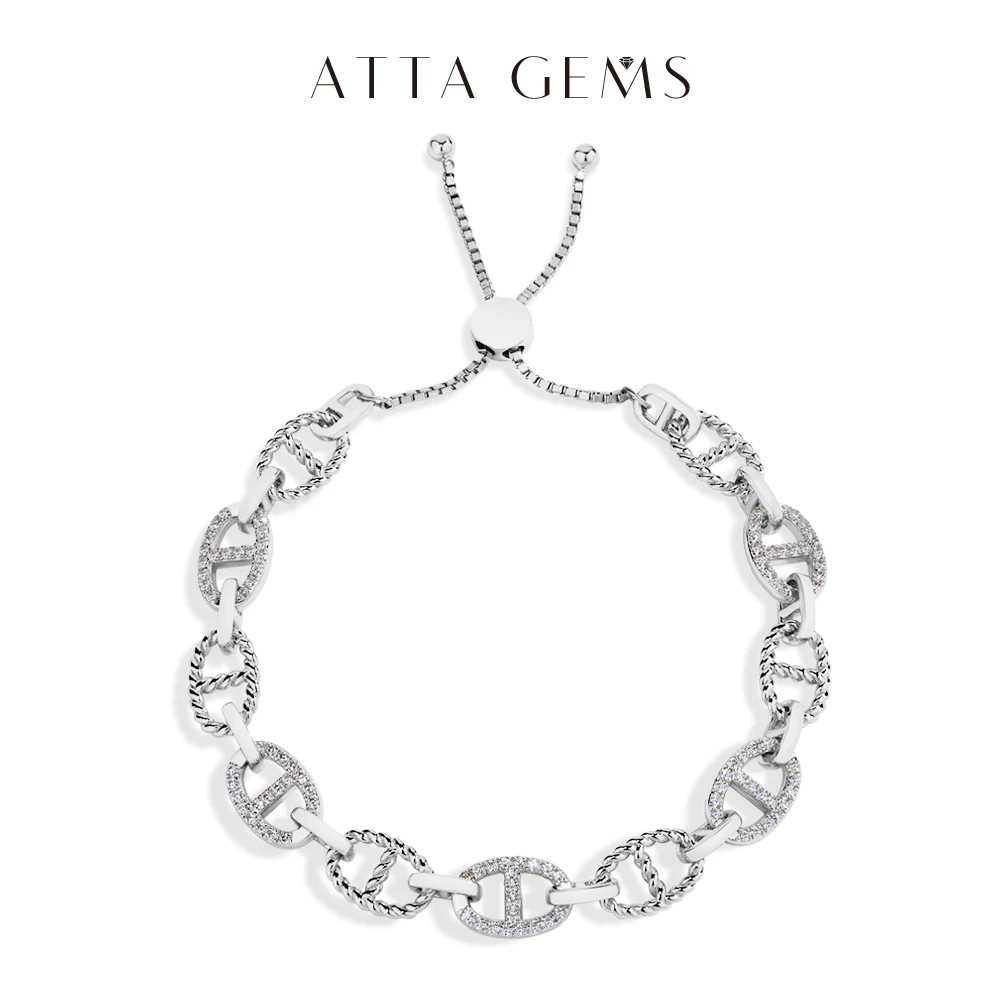 ATTAGEMS D VVS1 کلر موائسانائٹ ڈائمنڈ بریسلیٹ برائ...