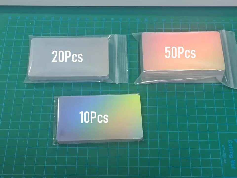 Size 85*54mm Silver Holographic Rainbow Color Acetate Plastic PVC Business Card Waterproof