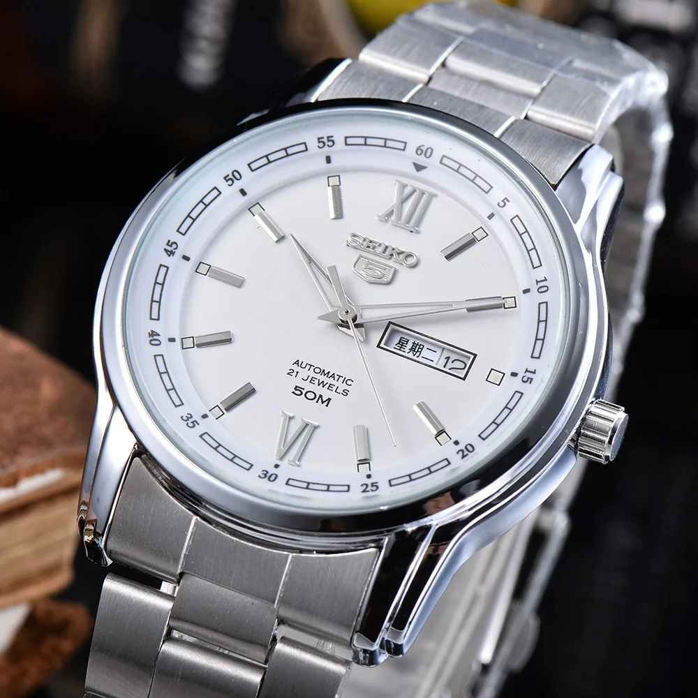 

Стильные и простые мужские часы SEIKO ограниченной серии автоматические часы с двойной датой модные наручные часы из нержавеющей стали