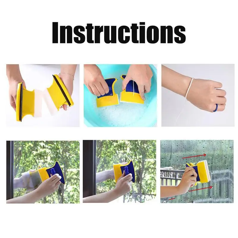 Window cleaning brush Window cleaner Magnetic Glass Cleaning Brush Double-sided Magnetic Glass Cleaner Wiper Cleaning Tools 1.5m Rope