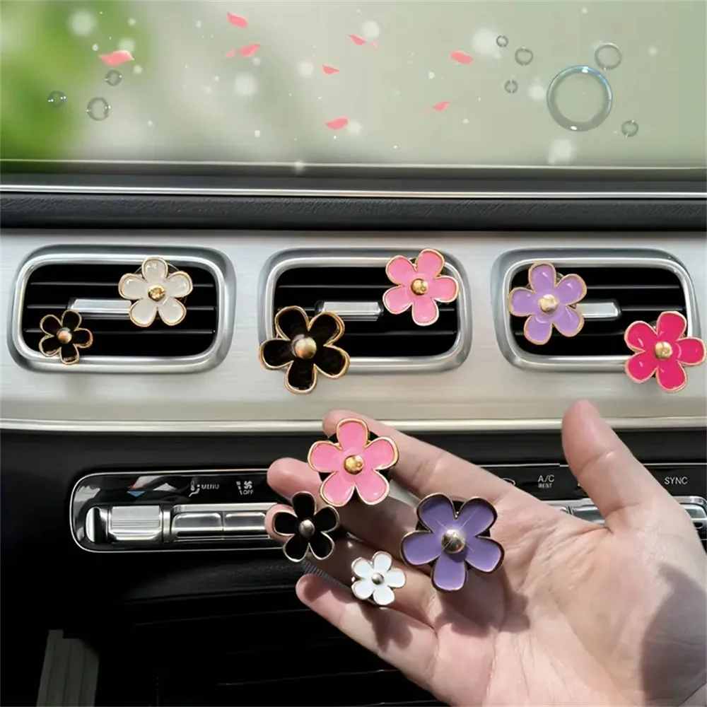 4-8pcs/set Small Car Air Outlet Perfume Decoration Clip Flower Daisy Design Car Interior Aromatherapy Fresheners Diffuser Access 6