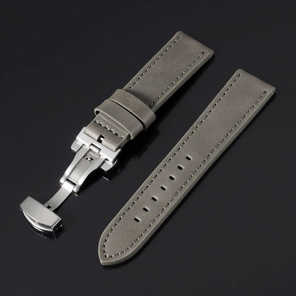 Vintage Black Brown Genuine Leather Watch Band Strap - Classic Wristbelt