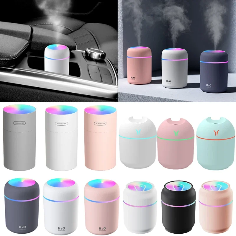 

300ML Mini Air Humidifer Aroma Essential Oil Diffuser with LED Lamp USB Mist Maker Aromatherapy Humidifiers for Home Car