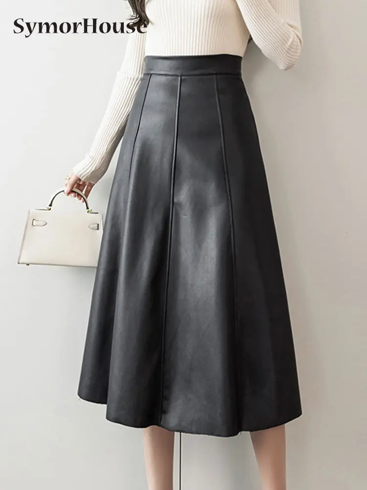 Office Lady Elegant Spring Korean Style Elastic High Waist Women Knee-length Black Pencil Skirt