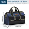 16 Inch Multifunctional Tool Bags 1680D Oxford Cloth Electrician Bags Waterproof and Wear-Resistant High Capacity Storage Bags 1