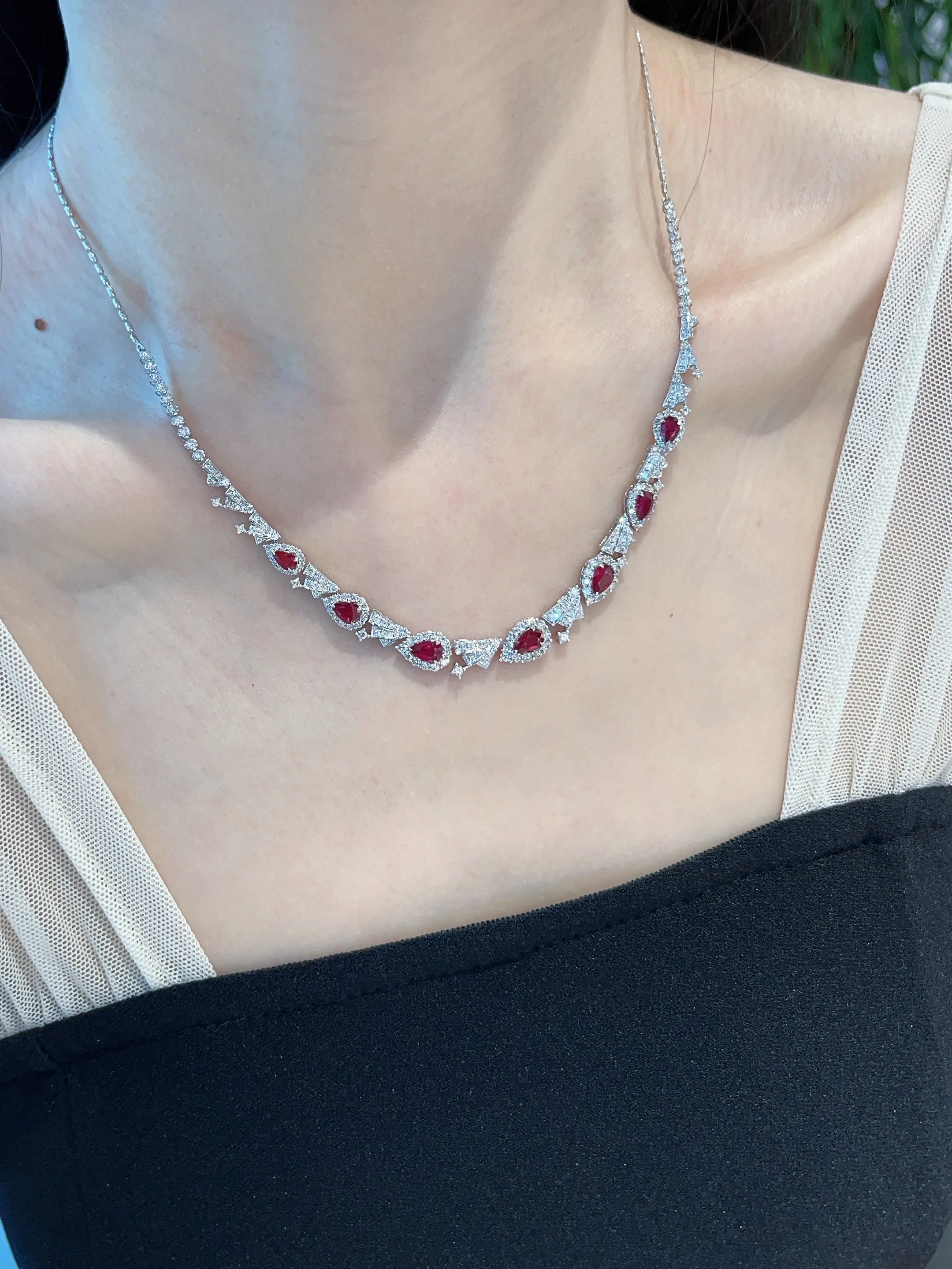 3.45ct Ruby 2.75ct Diamond Gold Necklace Gemstone Setting – Vexaro