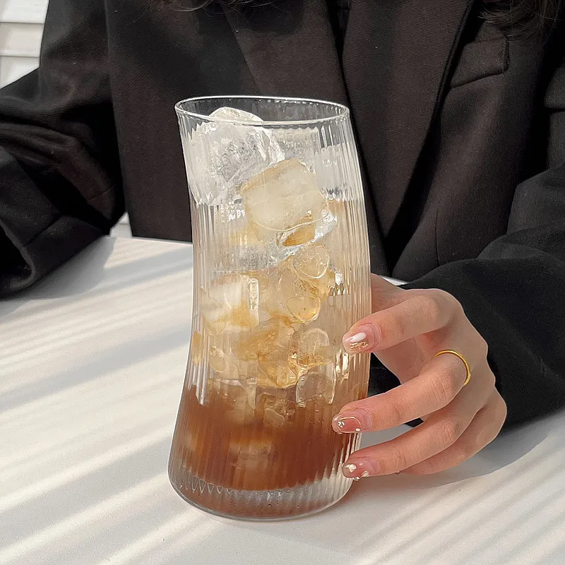 1PC Large Capacity Juice Beverage Cups Fashion Crescent Moon Shaped Glass Cup Cafe Coffee Latte Tea Cold Drink Mugs Drinkware