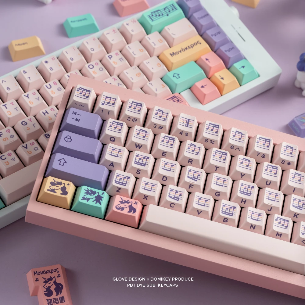 Luva Domikey Unicorn Tema Keycap Grupo Pbt Custom Cute Keyboard Cap Perfil Cereja Acessórios Teclado Mecânico - Imagem 6