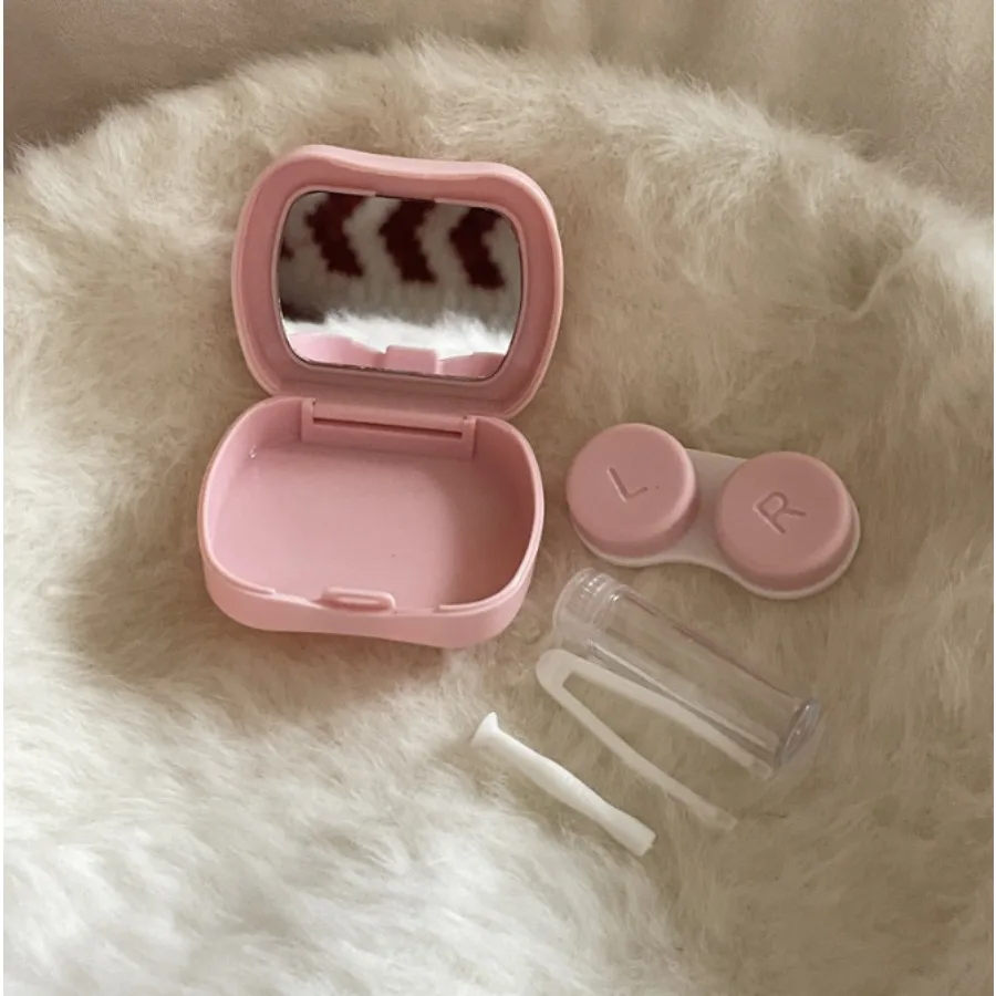 1pc 휴대용 콘택트 렌즈 박스 렌즈 제거 도구 키트(거울 솔루션 병 포함) 여행용 보관 용기 콘택트 렌즈 케이스