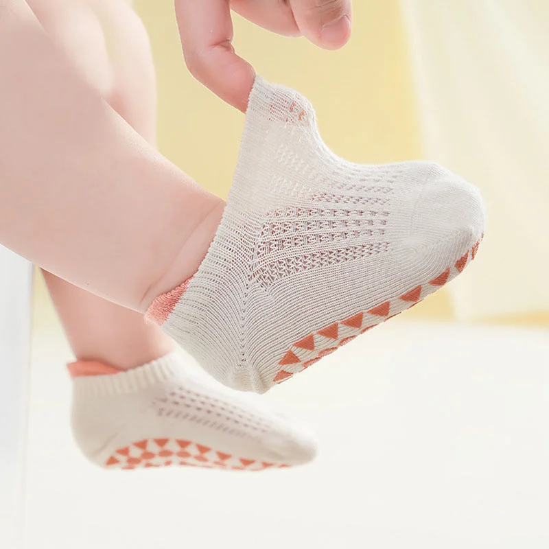 Baby Socks With Grips For 0-24 Months - Cute Flower Design, Non-Slip Cotton Socks For Infant Toddler Boys & Girls