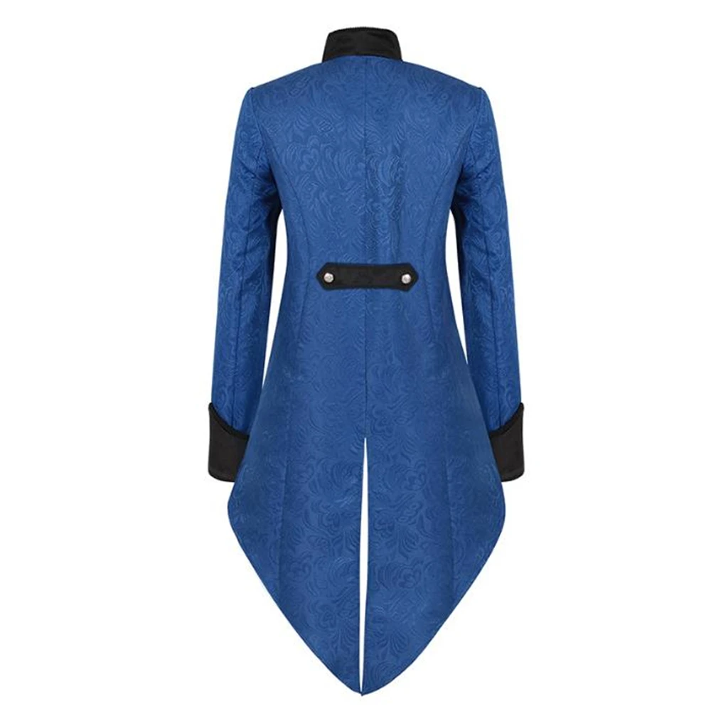 Description Picture 5 of itemMen Steampunk Tail Coat Jacket Black Gothic Victorian Frock Coat Jacquard Clothing Dress Up Blue Trench Spring Autumn