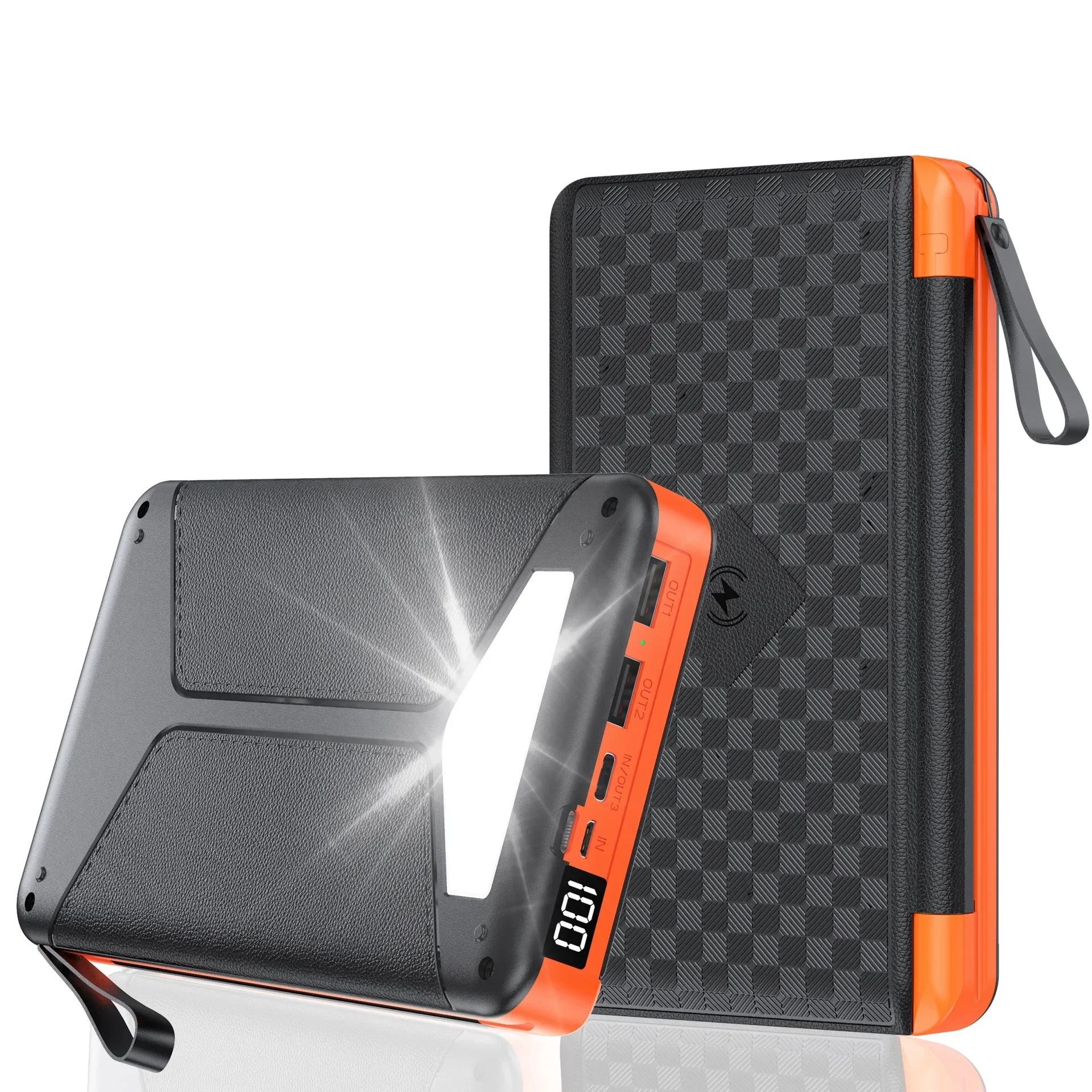 20000mAh Qi Wireless Solar Power Bank Batteria esterna esterna portatile Powerbank per iPhone 14 Samsung Xiaomi Huawei Poverbank - immagine 2