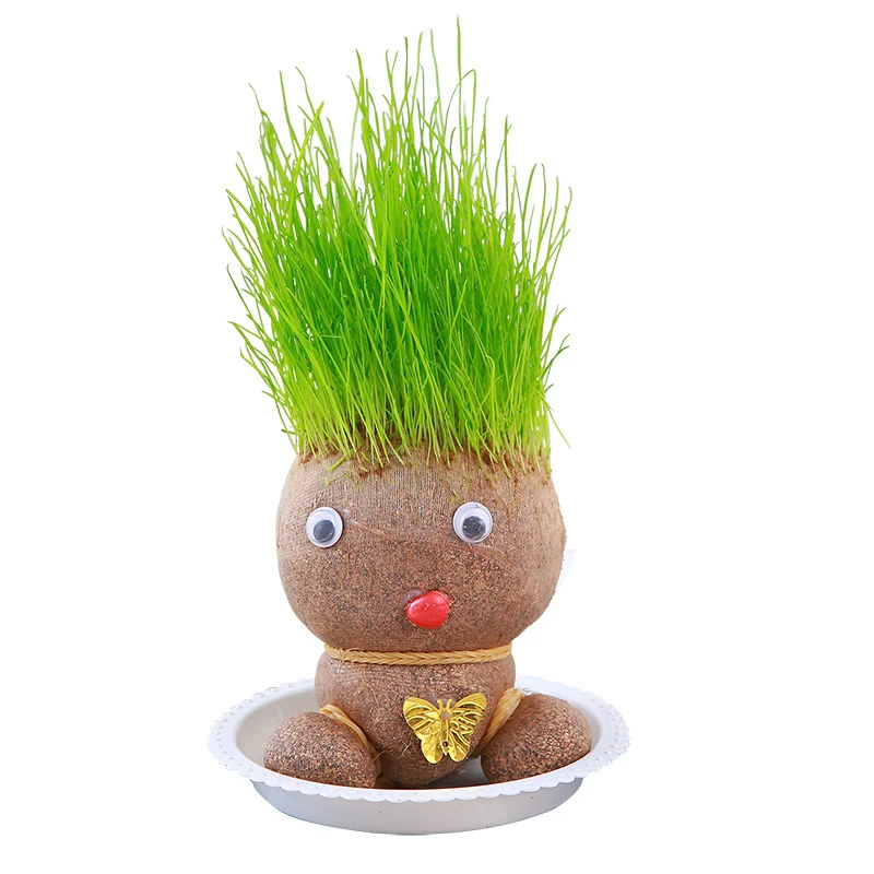 Home Decor Small Growing Grass Head Doll Plant Artificial Grass
