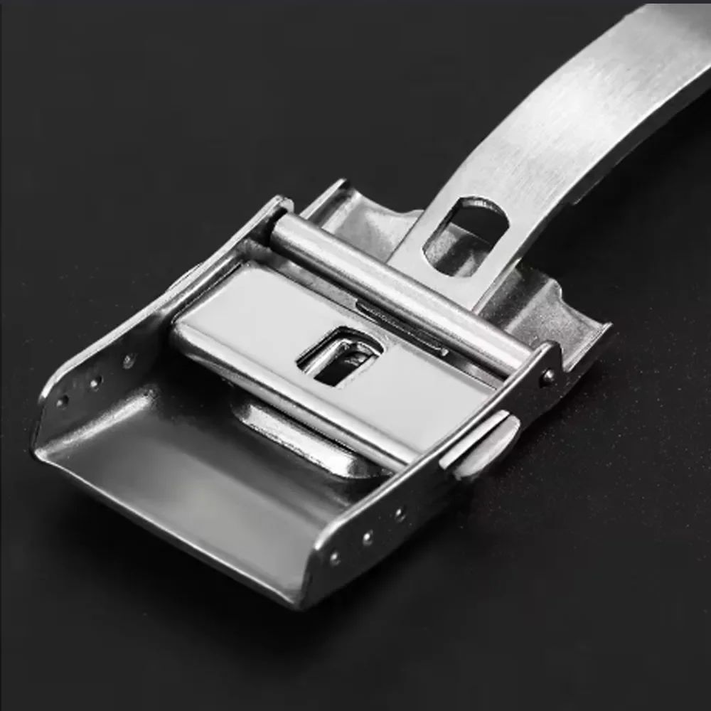 Silver Folding Safety Milled Clasp - Stainless Steel Deployant Watch Buckle Replacement