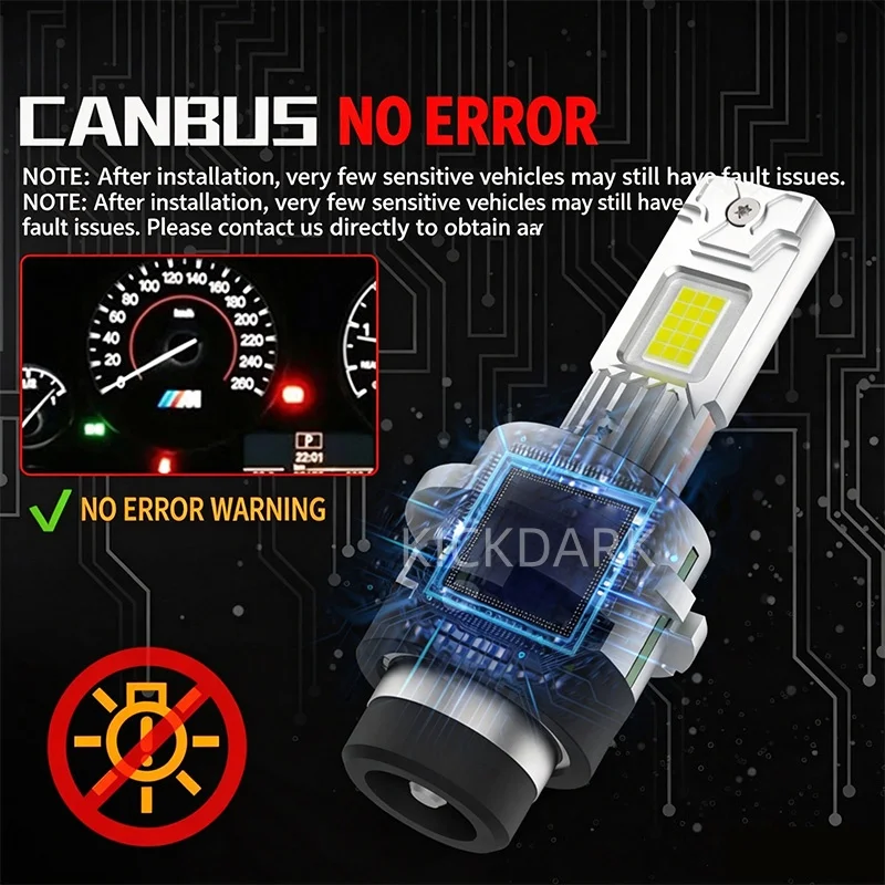 2PCS 2026 업그레이드 D2R D2S LED 헤드라이트 전구 70W 고출력+500% 밝기 6500K 쿨 화이트 하이 로우 빔 크세논 HID 교체