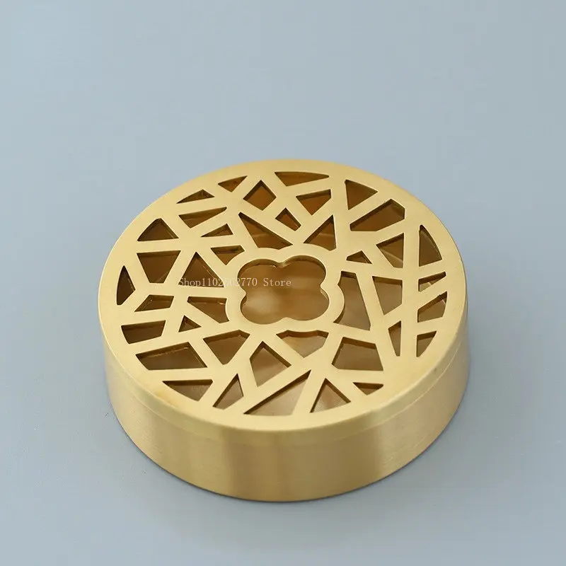 Pure Copper Incense Seal Furnace Hollow Plate Incense Furnace DIY Household Indoor Seal Tea Ceremony Decoration Supplies