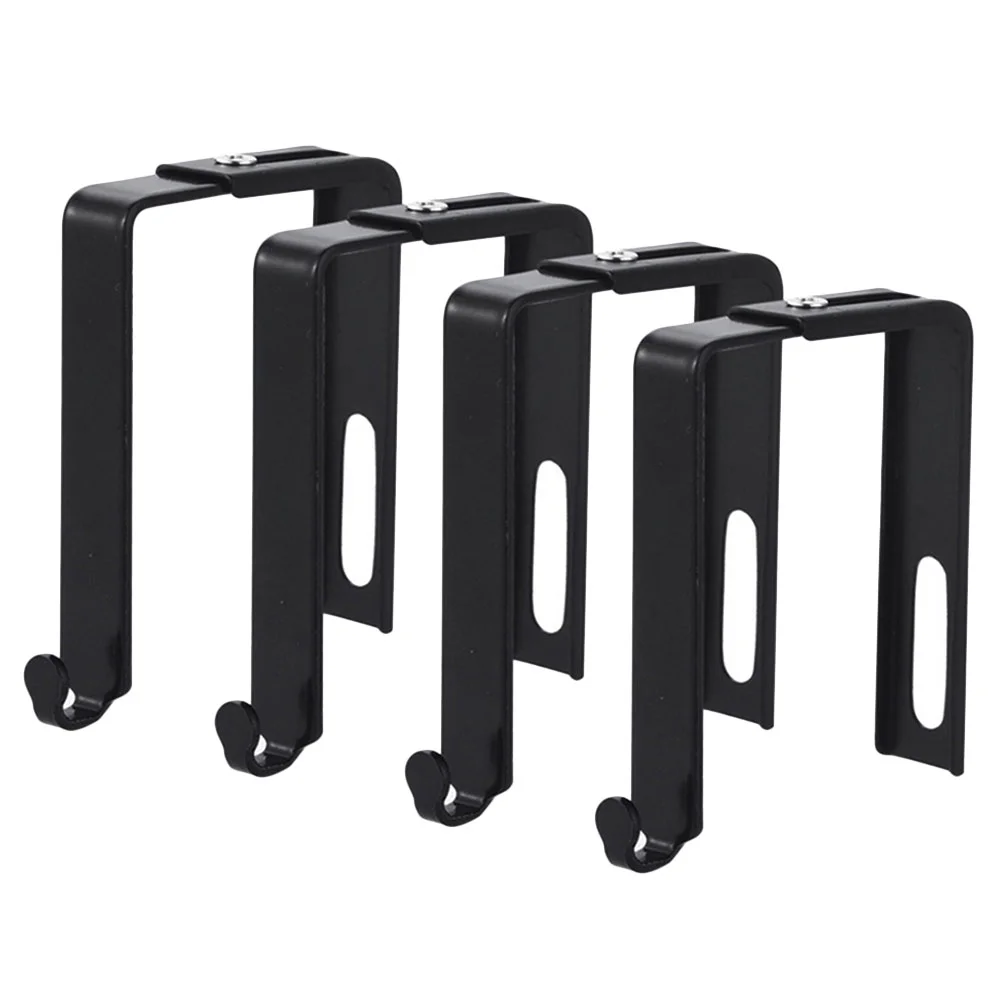4Pcs Black Metal Hooks Adjustable Door Hooks Hanging Rack Wardrobe Storage Home Hat Hanger Cubicle Coats Partition Hanger
