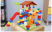 

Diy Colorful City House Roof Big Particle Building Blocks Castle Educational Toy For Children Compatible Legoinglys Duplo Slide