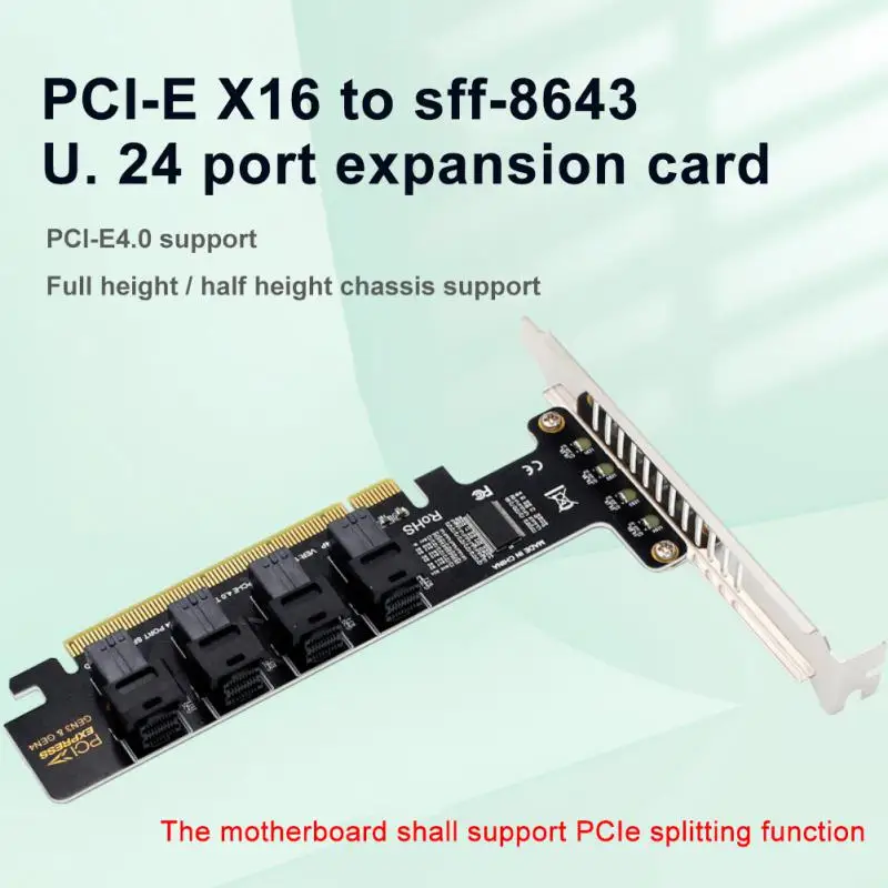 

Pcie To U2 Transfer Card Portable Sff-8643 Sff-8639 Pciex16 To 4-port U.2 Nvme High Speed Data Transfer For Windows Stable