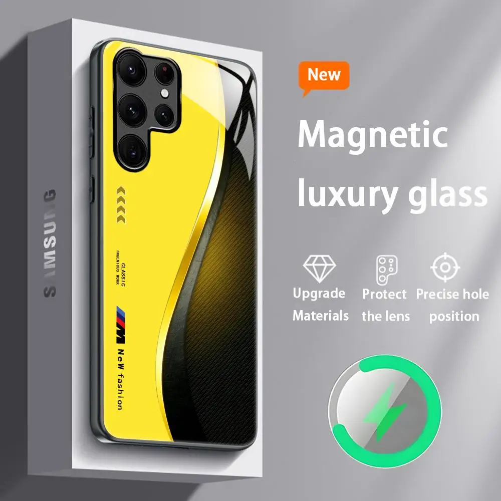 Stylish Blue and Red Magnetic Glass Phone Case - Fashionable Protective Cover