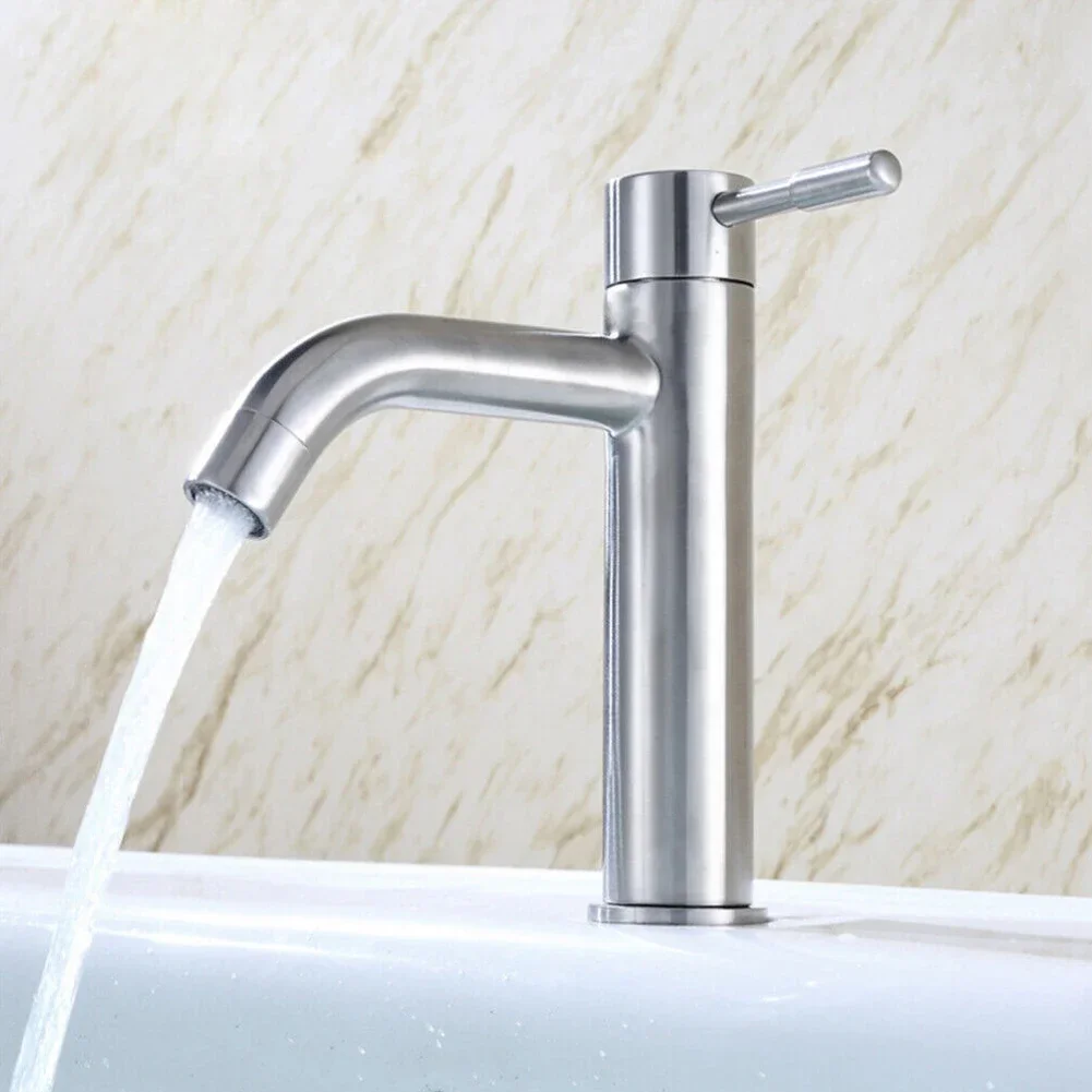 Bathroom Basin Faucet 1/2Inch 304 Stainless Steel Single Cold Water Tap Gold Black Silver Color Deck Mounted Basin Sink Faucet basin faucet bathroom faucet stainless steel faucet