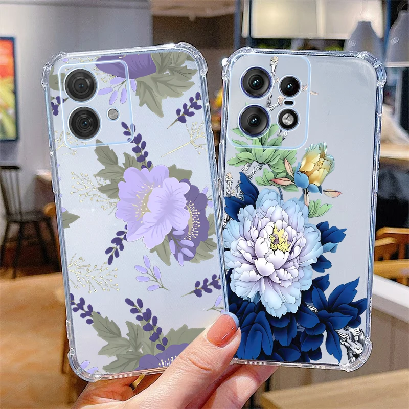 Elegant Flower Transparent Phone Case - Edge Series Compatibility