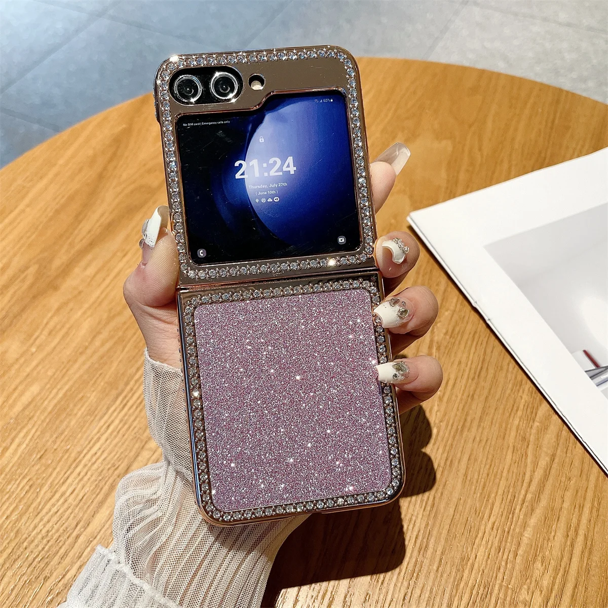 

Чехол для Samsung Galaxy Z Flip 5 ZFlip5, роскошный Гальванизированный Блестящий складной противоударный защитный жесткий чехол, аксессуары
