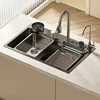 Kitchen Accessories Digital Waterfall Sink Kitchen Sink Stainless Steel Dishwashing Basin Multi-Function Large Single Tank 1