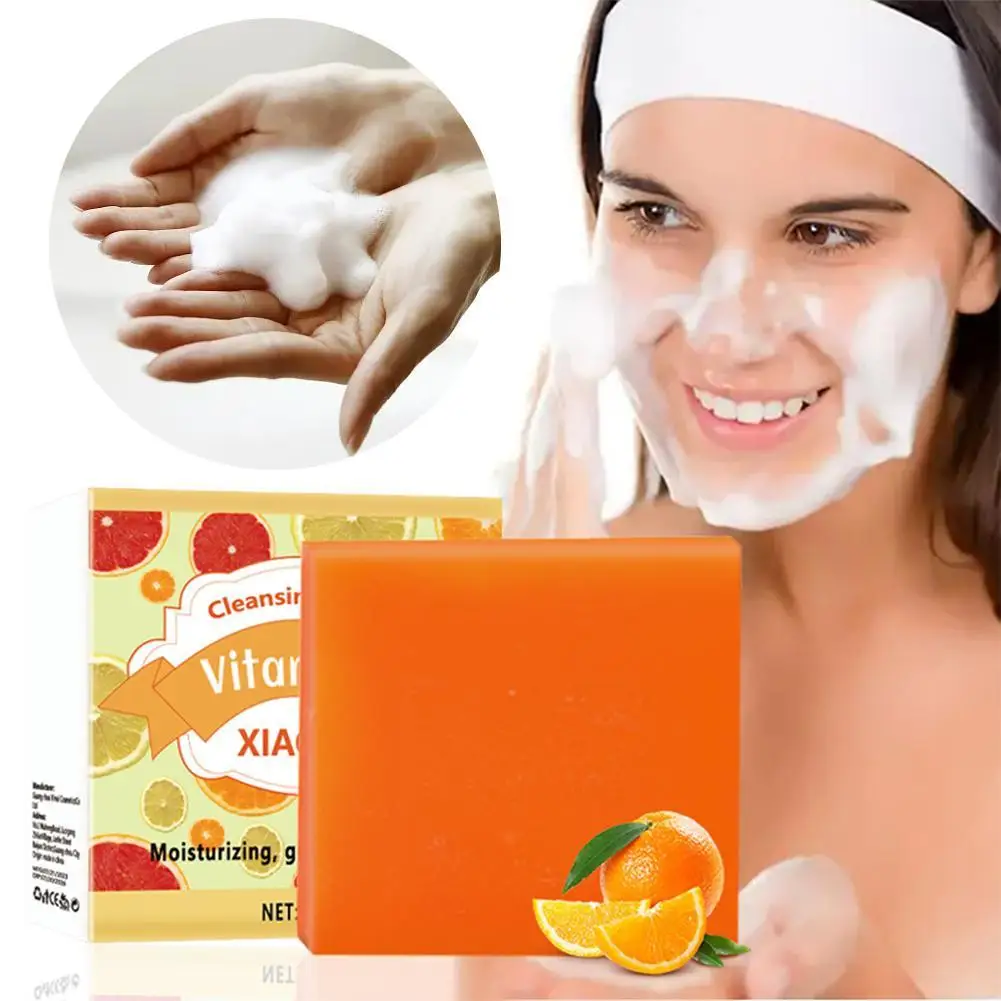 

100g Vitamin C Soap Women Face Brightening Dark Skin Whitening Handmade Soap Deep Cleaning Black Spot Remover Skin Care