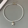 4 Colors Fashion Starfish Choker Necklace for Men Women White Black Blue Colorful Rice Beads Gift for Friend  Short Collar 2