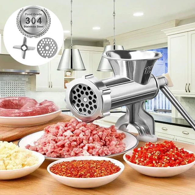 Stainless Steel Meat Grinder, Cast Iron Heavy Duty Sausage Maker, Manual Meat Grinder Make Meatloaf, Ground Beef, Meat Grinder