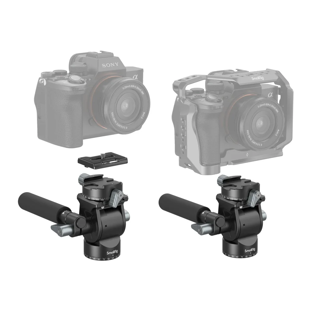 SmallRig Lightweight Fluid Video Head 360 Swivel with a Removable Telescopic Handle Adjustable Lightweight Portable 3457