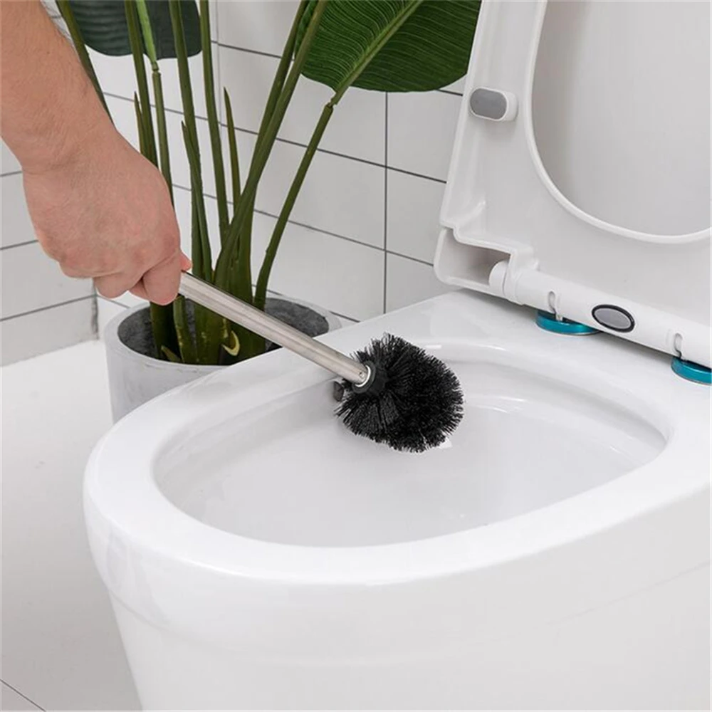 Stainless Steel Handle Toilet Brush Suit Household Hanger Frame Cleaning Brush Toilet Articles toilet brush set