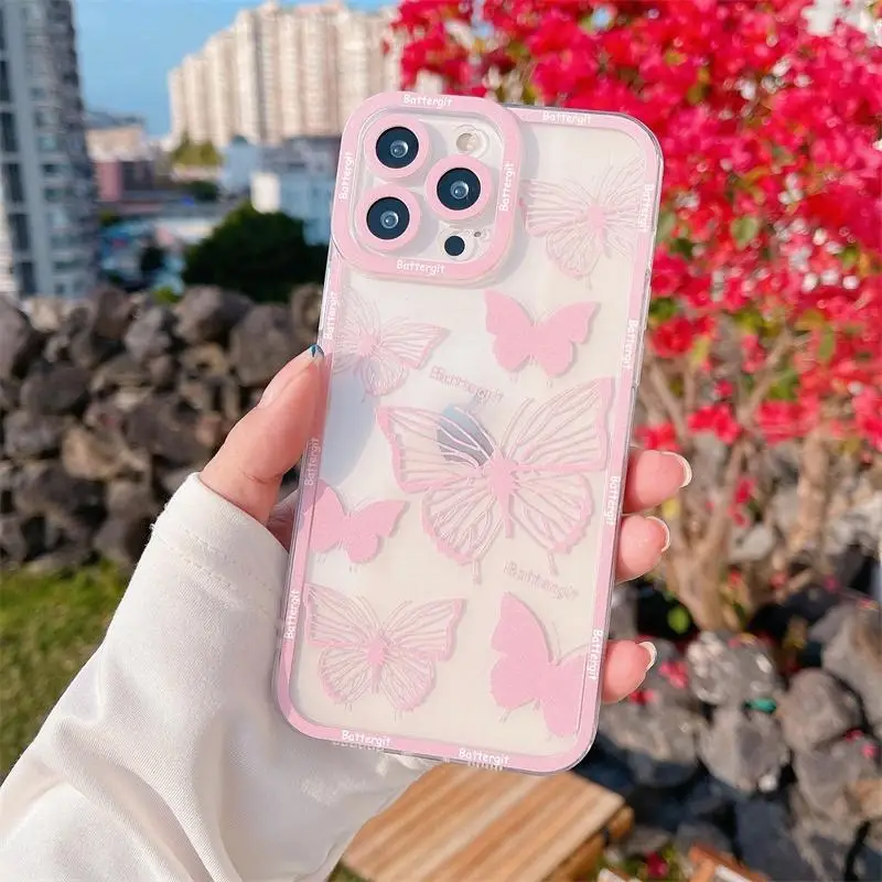 Clear Retro Butterfly TPU Phone Case Cover