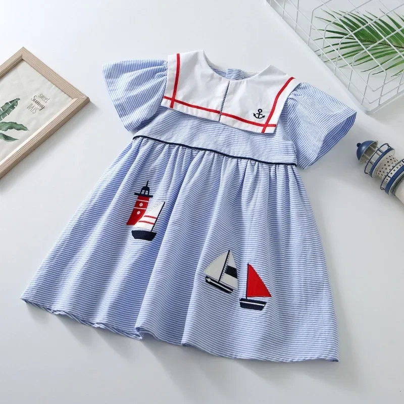 

2024 Summer Baby Girl Dress Girls Casual Dresses Kids Skirt All Cotton Stripes Cute Tops Vestidos Japanese Children's Skirts