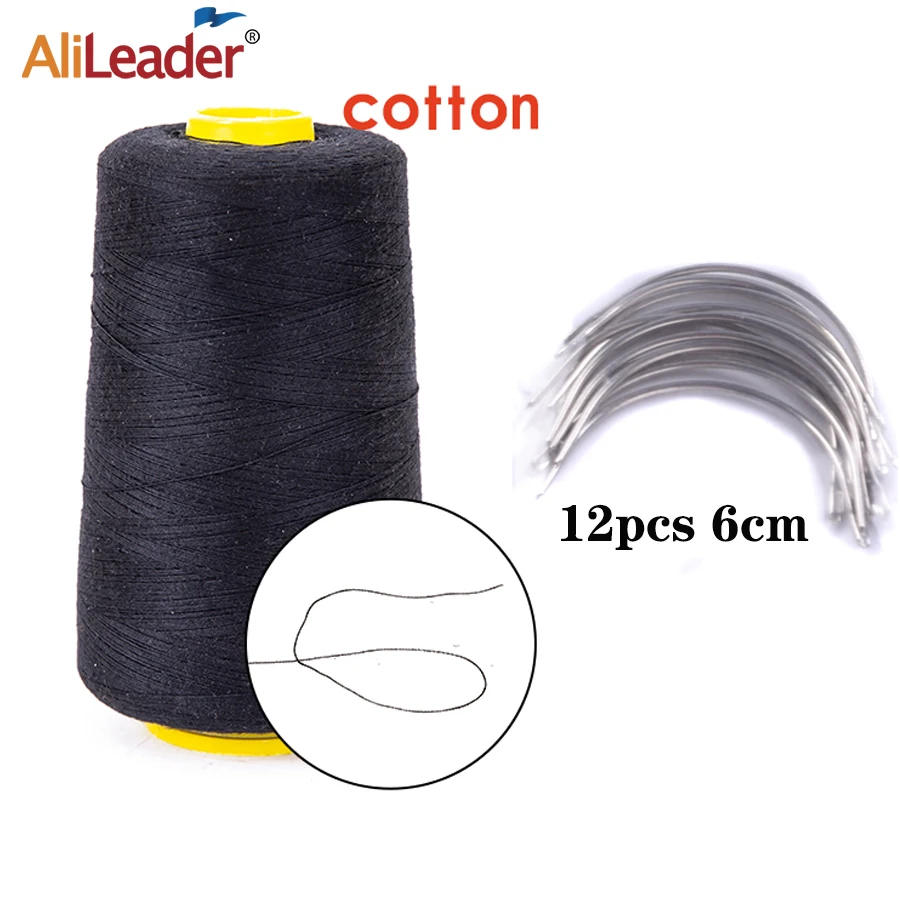 

Alileader Hair Weaving Thread And Needles 1 Large Roll Cotton Sewing Thread + 12Pcs C Curved Needle For Making Wigs Accessories